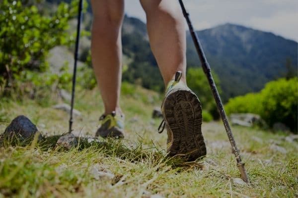 Fuß und Nordic Walking-Stock